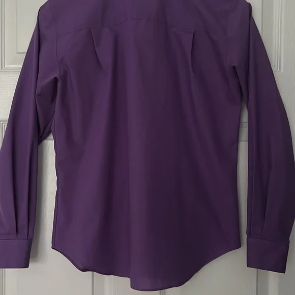 Foxcroft Non-Iron Button-Up Purple Shirt Size 4P - Picture 6 of 8